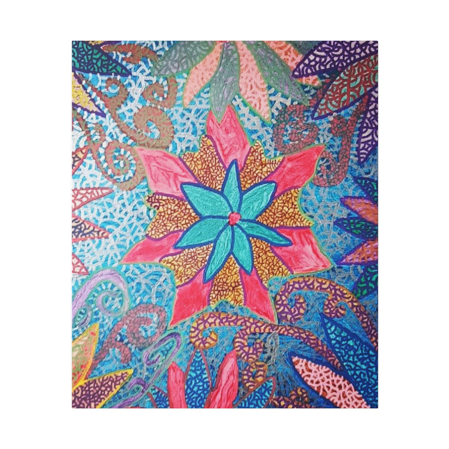 Trippy Star Flower Print Canvas