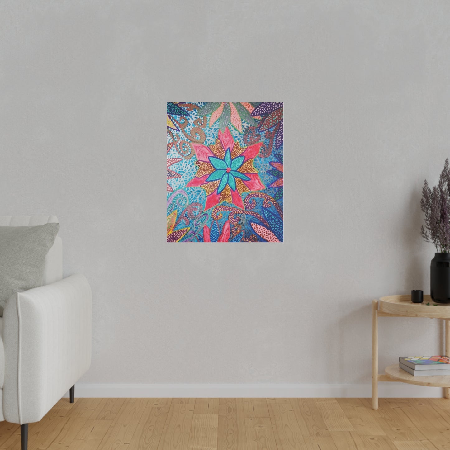 Trippy Star Flower Print Canvas