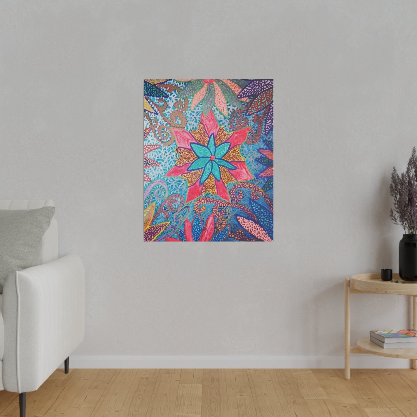 Trippy Star Flower Print Canvas