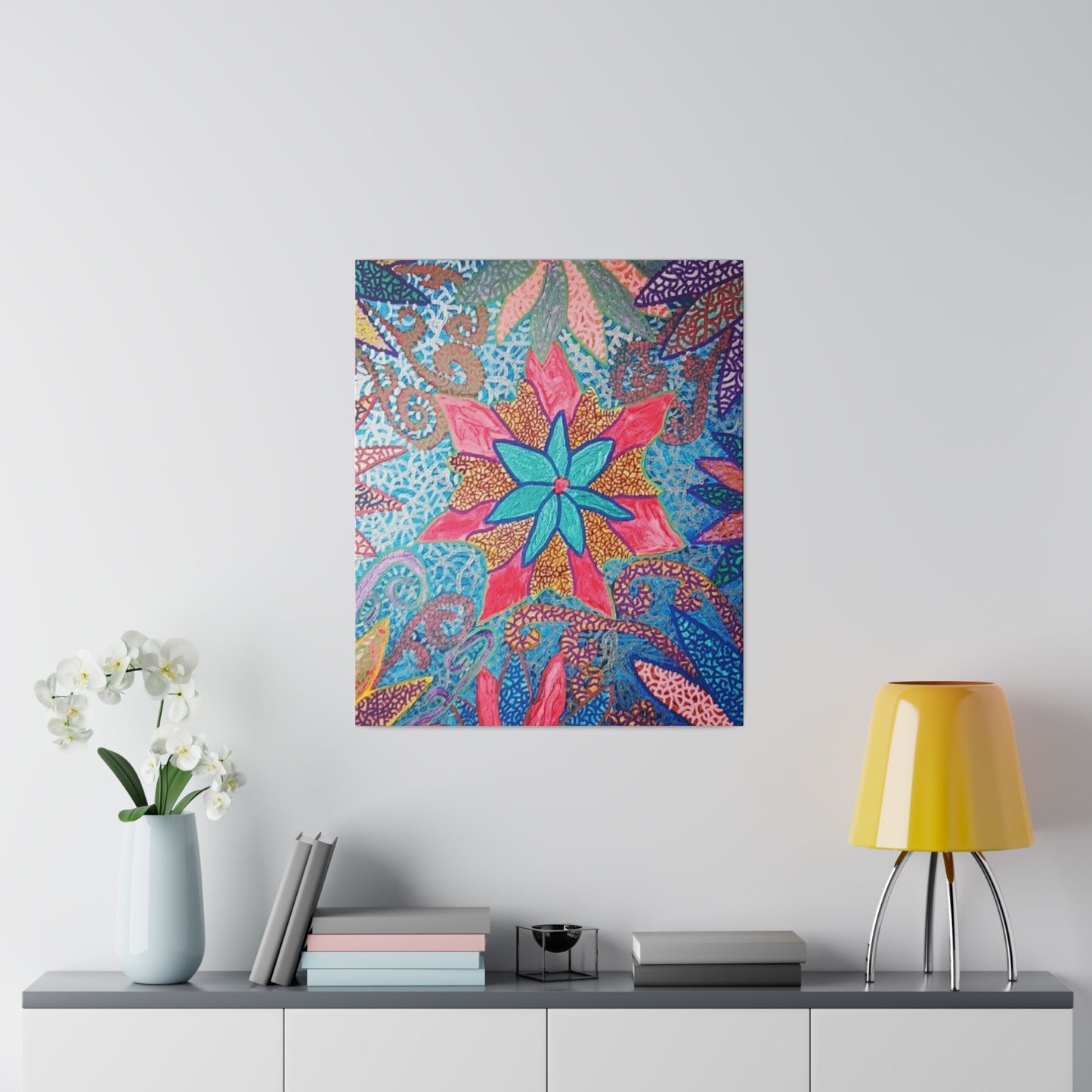 Trippy Star Flower Print Canvas