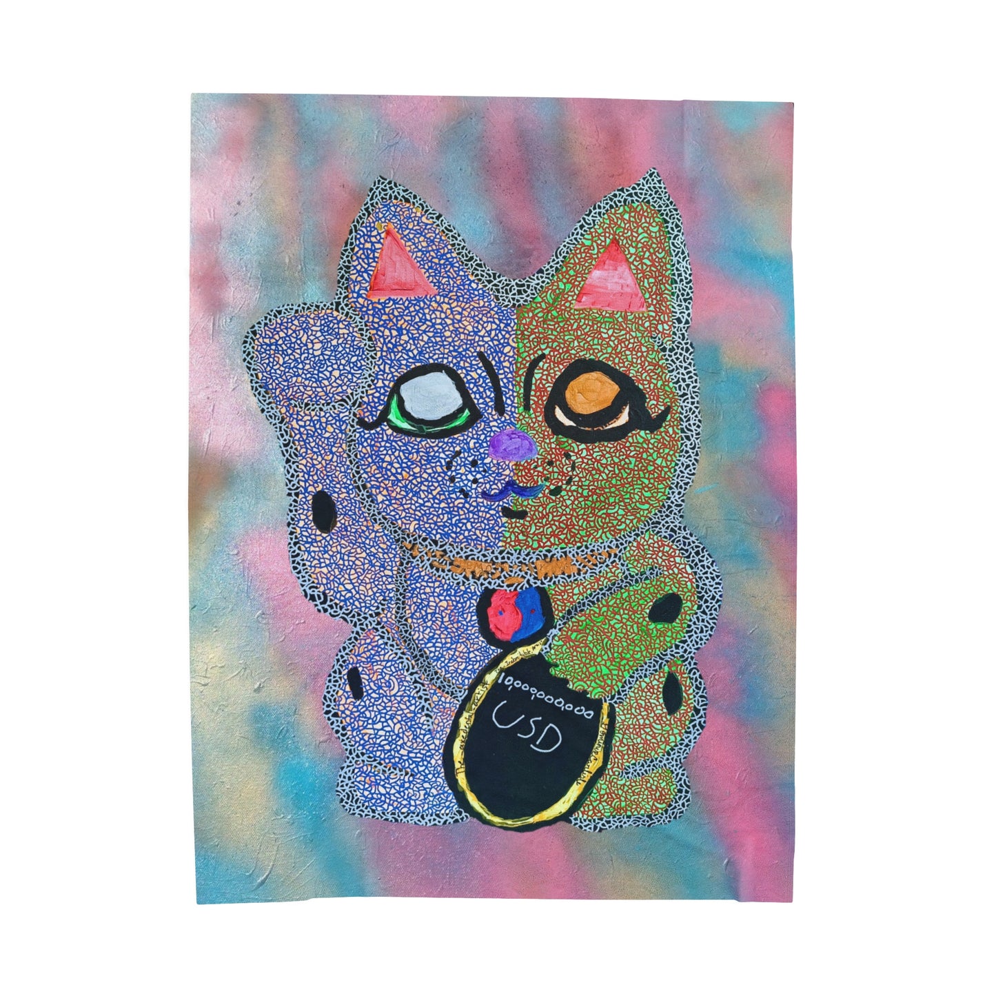 Beckoning Cat Velveteen Plush Blanket