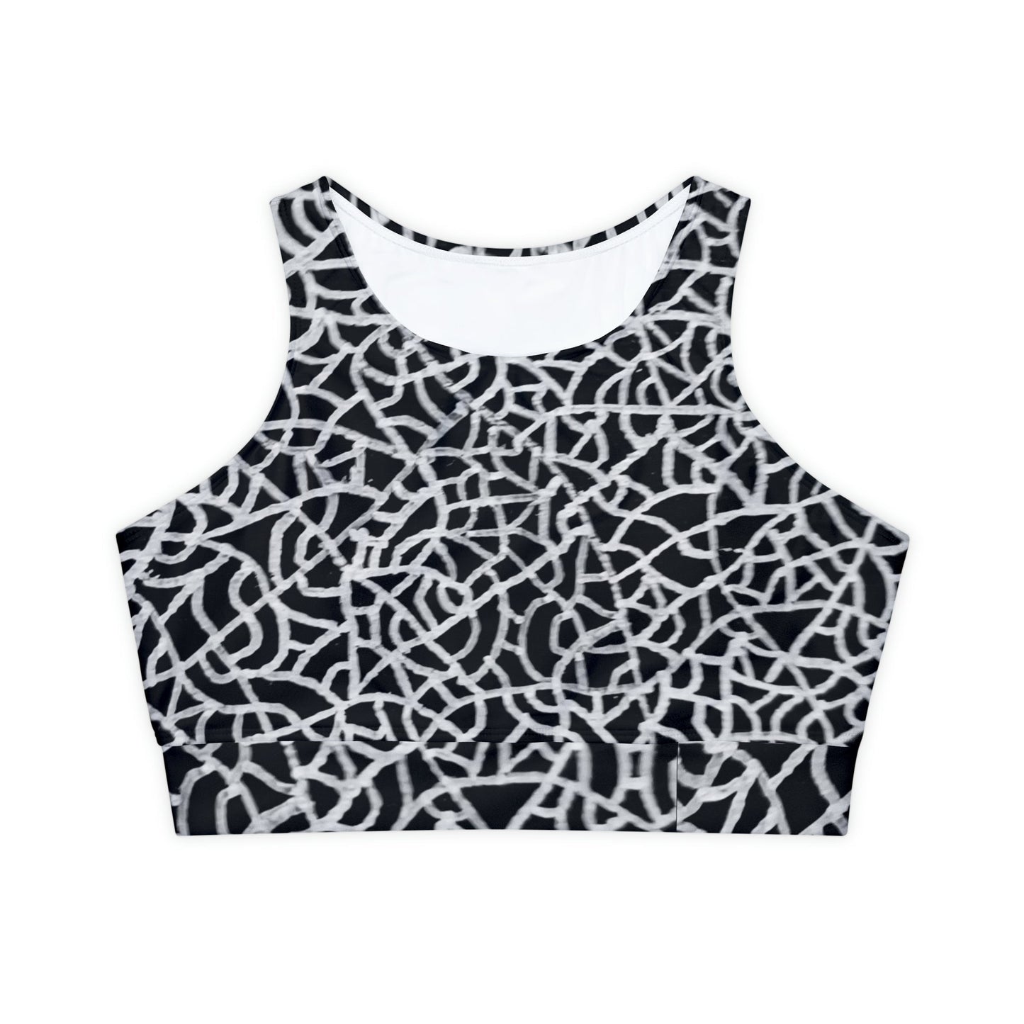 Monochrome Padded Sports Bra (AOP) Custom Art The Indomitable Art Shop Indomitable Art Quote38