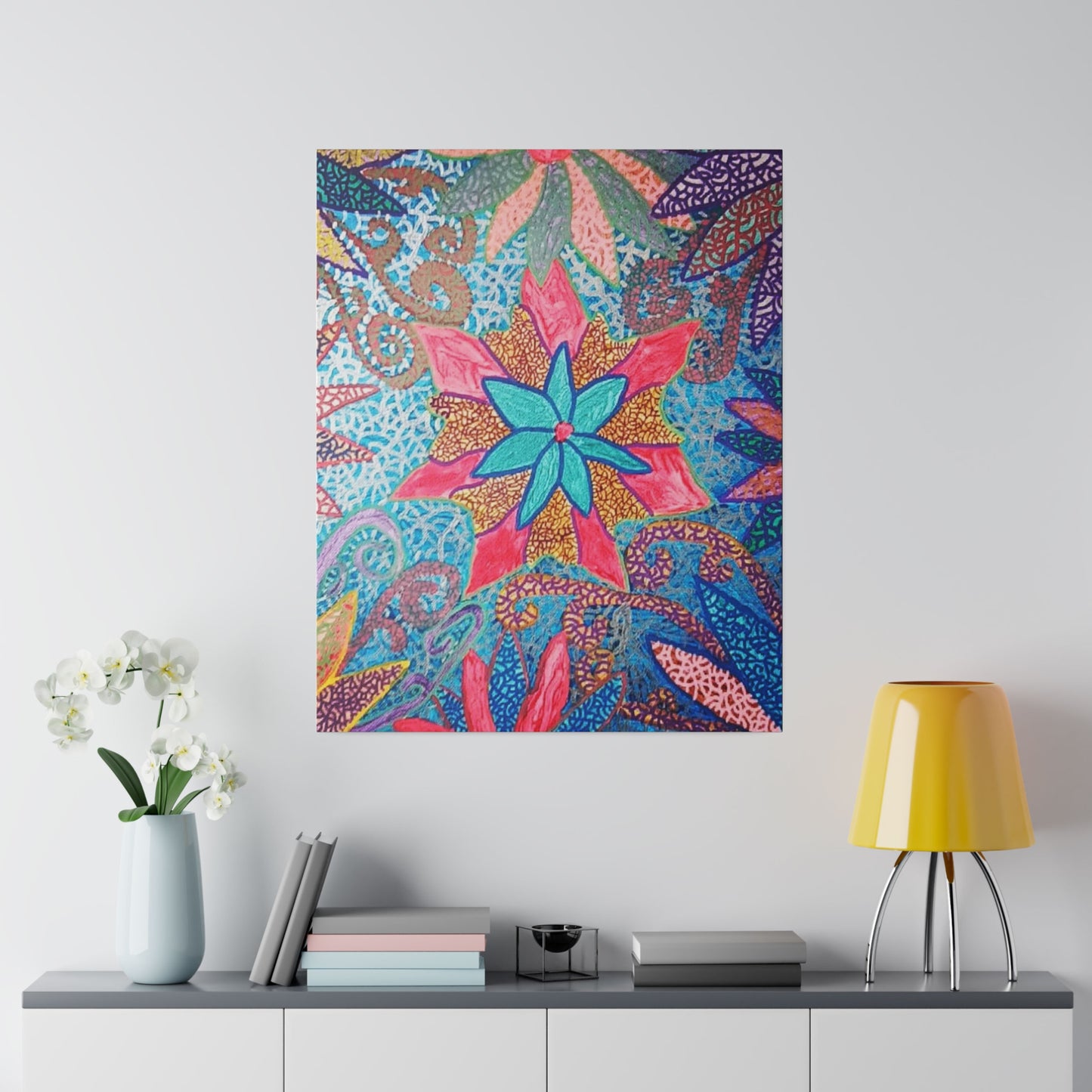 Trippy Star Flower Print Canvas