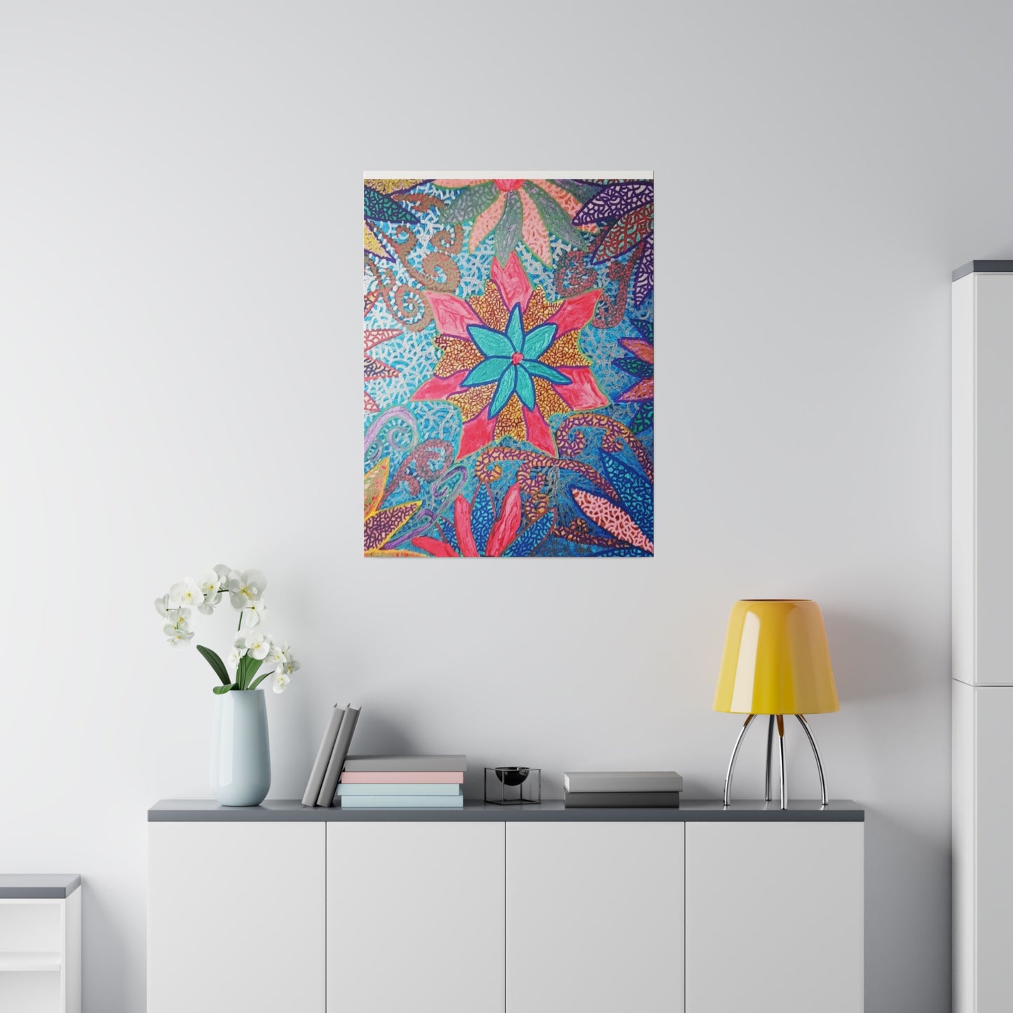 Trippy Star Flower Print Canvas