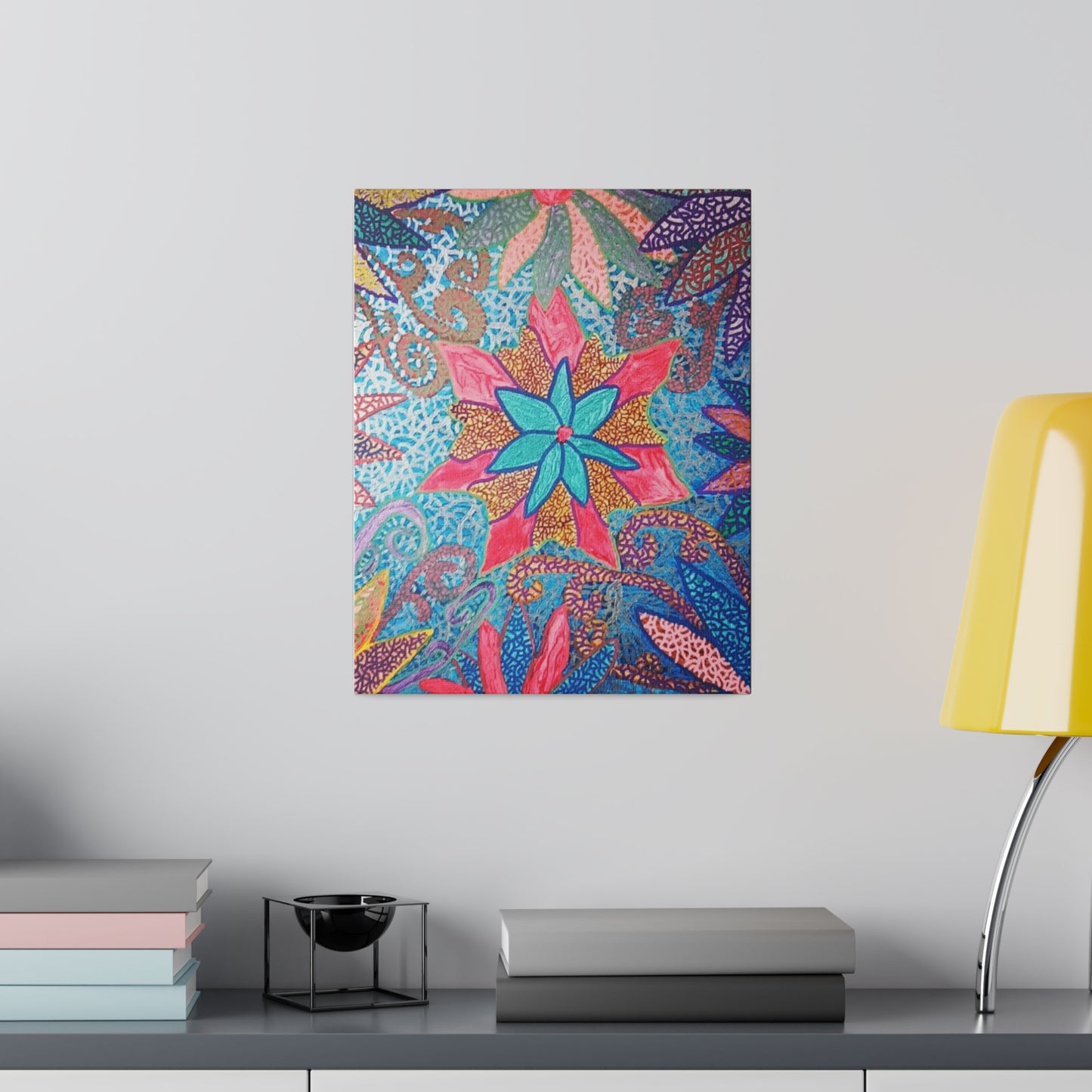 Trippy Star Flower Print Canvas