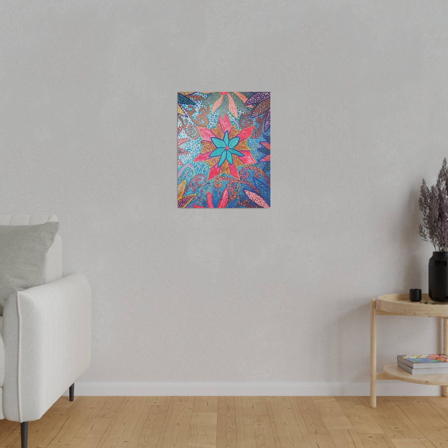 Trippy Star Flower Print Canvas