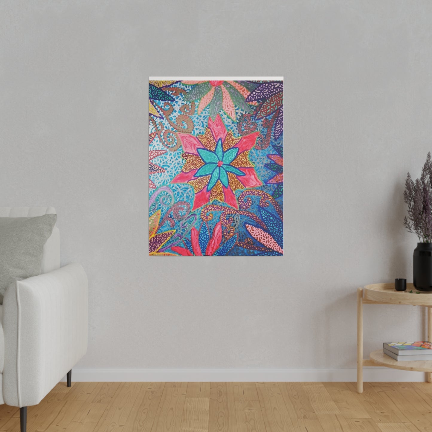 Trippy Star Flower Print Canvas