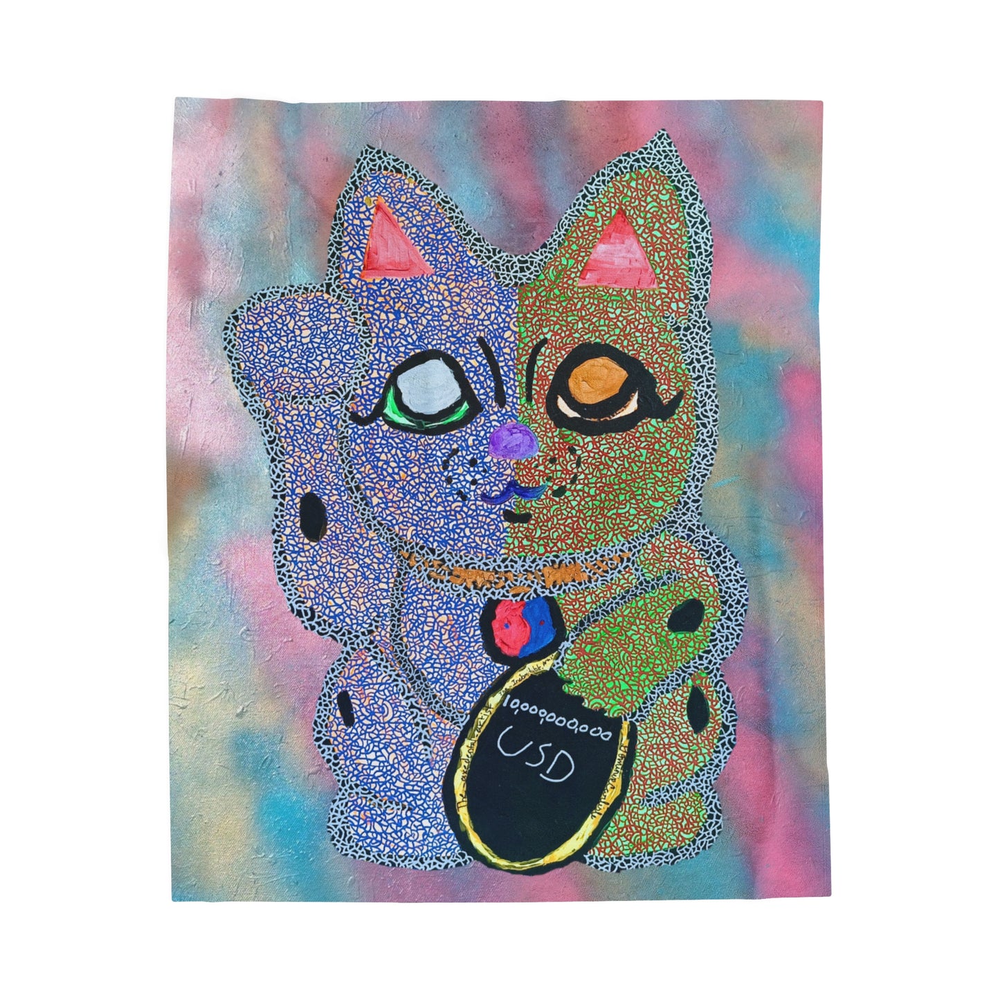 Beckoning Cat Velveteen Plush Blanket