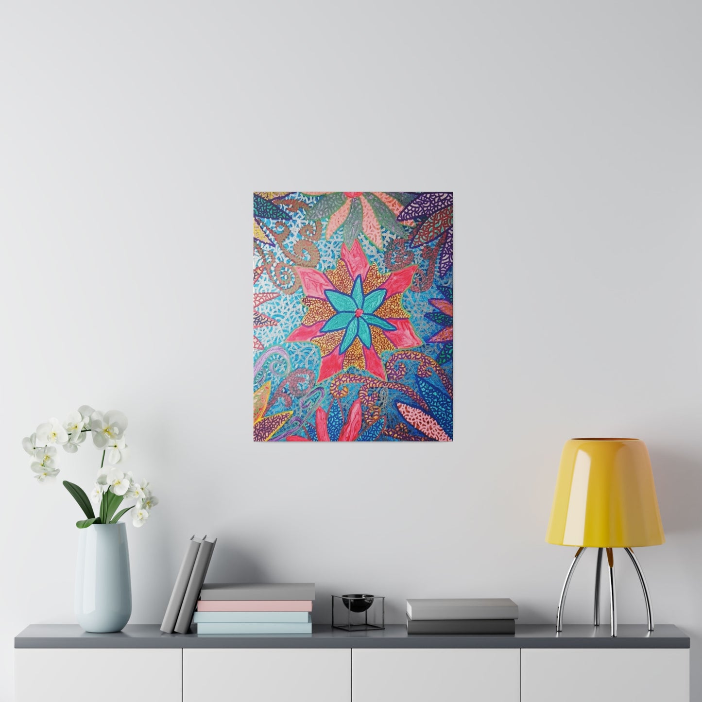 Trippy Star Flower Print Canvas